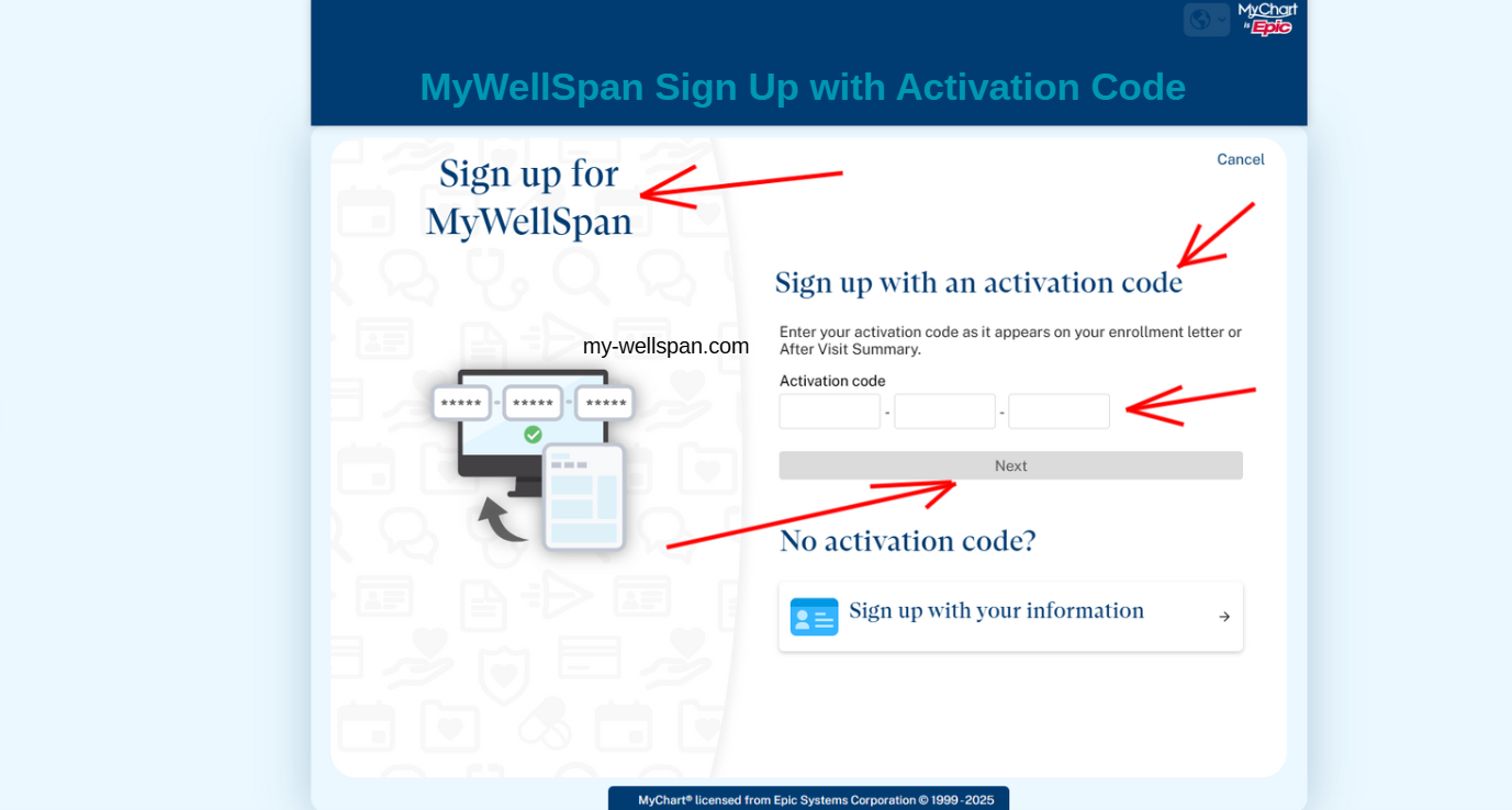 MyWellSpan Activation Sign Up Page